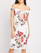 Floral Print Bardot Off Shoulder Bodycon Dress -DS1013