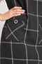 Black White Windowpane Mini Dress with front pockets -DS1021