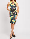 Mixed Floral Print Cutout Back Bodycon Dress -DS1027