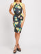 Mixed Floral Print Cutout Back Bodycon Dress -DS1027