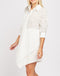 White 100% Cotton Laser Cut Perforated Mini Dress Shirt -DS1034