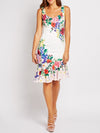 Sleeveless Floral Print Dress with embellishment -DS1035