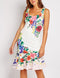 Sleeveless Floral Print Dress with embellishment -DS1035