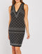 Sleeveless V-Neck Crystal Embellished Diamond Pattern dress -DS1036