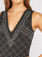 Sleeveless V-Neck Crystal Embellished Diamond Pattern dress -DS1036