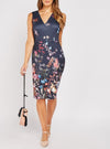 Floral Print Sleeveless Midi Pencil Dress -DS1038