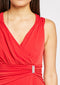 Sleeveless Broach Detail Wrap Midi Dress -DS1041