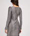 Metallic Illusion Silver Mesh Textured Dress Long Sleeve -DS1049