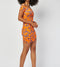 Floral Print Shirred Cross Wrap Mini Bardot Bodycon Dress -DS1051