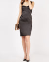 Black Pleated Satin Sleeveless Sweetheart Cocktail Dinner Dress -DS1052