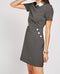 Contrast Collar Nailhead Button Detail Short Sleeve Dress -DS1053