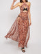 Maxi Glam Animal Leopard Print Split Beach Wear Cover up -DS1054