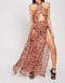 Maxi Glam Animal Leopard Print Split Beach Wear Cover up -DS1054