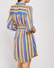 Women's Multi Color Stripe Dress Shirt Blue Yellow Pink  -DS1055