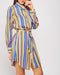 Women's Multi Color Stripe Dress Shirt Blue Yellow Pink  -DS1055