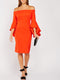 Bodycon Bardot Midi dress with flute sleeve Orange -DS1058