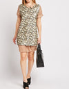 Animal Print Sequin Front Shift Dress -DS1066