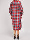 Plaid Pussybow Neck Layered Sleeve Shift Dress -DS1068