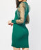 Puff Organza Cuff Long Sleeve Ribbed Bodycon Dress -DS1075