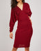 Pearl Embellished Batwing Sleeve Rib Dress -DS1076