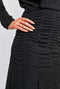 Black Midi Ruched Waist Long Sleeve Lurex Dress -DS1077