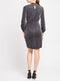 Silver Lurex Shimmer High-neck Long Sleeve Bodycon Dress -DS1079