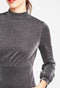 Silver Lurex Shimmer High-neck Long Sleeve Bodycon Dress -DS1079