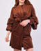 Corduroy Layered Long Sleeve Belted Dress -DS1082