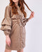 Corduroy Layered Long Sleeve Belted Dress -DS1082