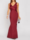 Sleeveless Cocktail Dinner Cross Pleat Side Slit Maxi Dress -DS1085