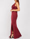 Sleeveless Cocktail Dinner Cross Pleat Side Slit Maxi Dress -DS1085