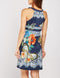 Embellished  Floral Print Halter Neck Pleat Shift Dress -DS1087