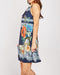 Embellished  Floral Print Halter Neck Pleat Shift Dress -DS1087