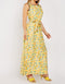 Sleeveless Belted Lemon Orange Maxi Midi Print Dress -DS1090