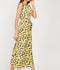 Sleeveless Belted Lemon Orange Maxi Midi Print Dress -DS1090