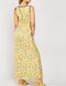 Sleeveless Belted Lemon Orange Maxi Midi Print Dress -DS1090