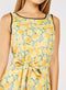 Sleeveless Belted Lemon Orange Maxi Midi Print Dress -DS1090