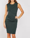 Sleeveless Ruched Front Midi Pencil Dress -DS1093