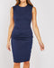 Sleeveless Ruched Front Midi Pencil Dress -DS1093