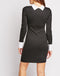 Long Sleeve Monochrome Contrast High Neck Dress -DS1094