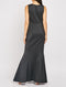 Black Embellished Crystal Detail Sleeveless Plunge Neck Fishtail Hem Dress -DS1095