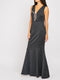 Black Embellished Crystal Detail Sleeveless Plunge Neck Fishtail Hem Dress -DS1095