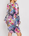 Multi Floral Print Flute Sleeve Round Neck Dress -DS1096