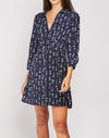 Navy Collared Print Shirt Dress -DS1098