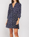 Navy Collared Print Shirt Dress -DS1098