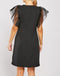 Black Organza Short Cap Sleeve Dress -DS1099