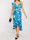 Mono Frill Ruffle Hem Vibrant Floral Print Wrap Dress -DS1100