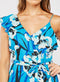 Mono Frill Ruffle Hem Vibrant Floral Print Wrap Dress -DS1100