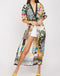 Multi Flower Print Floral Kimono Beach Cover Up -DS1101