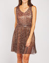 Sleeveless Metallic Shimmer Lurex Pleated Dress -DS1106